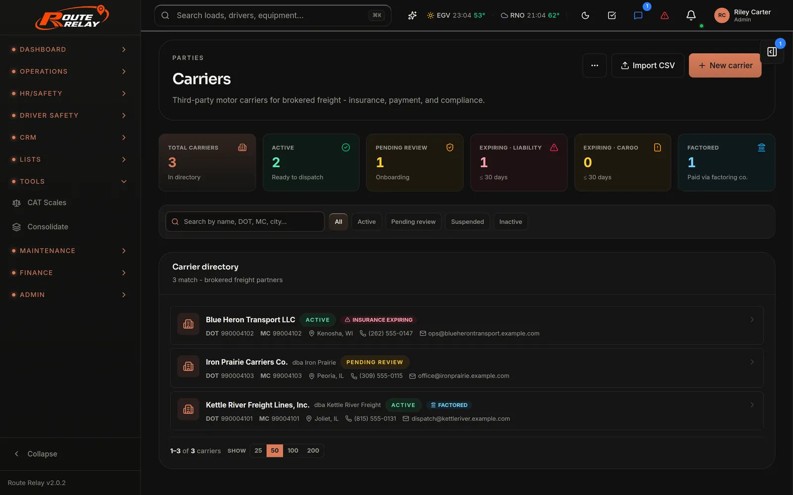 Carrier compliance