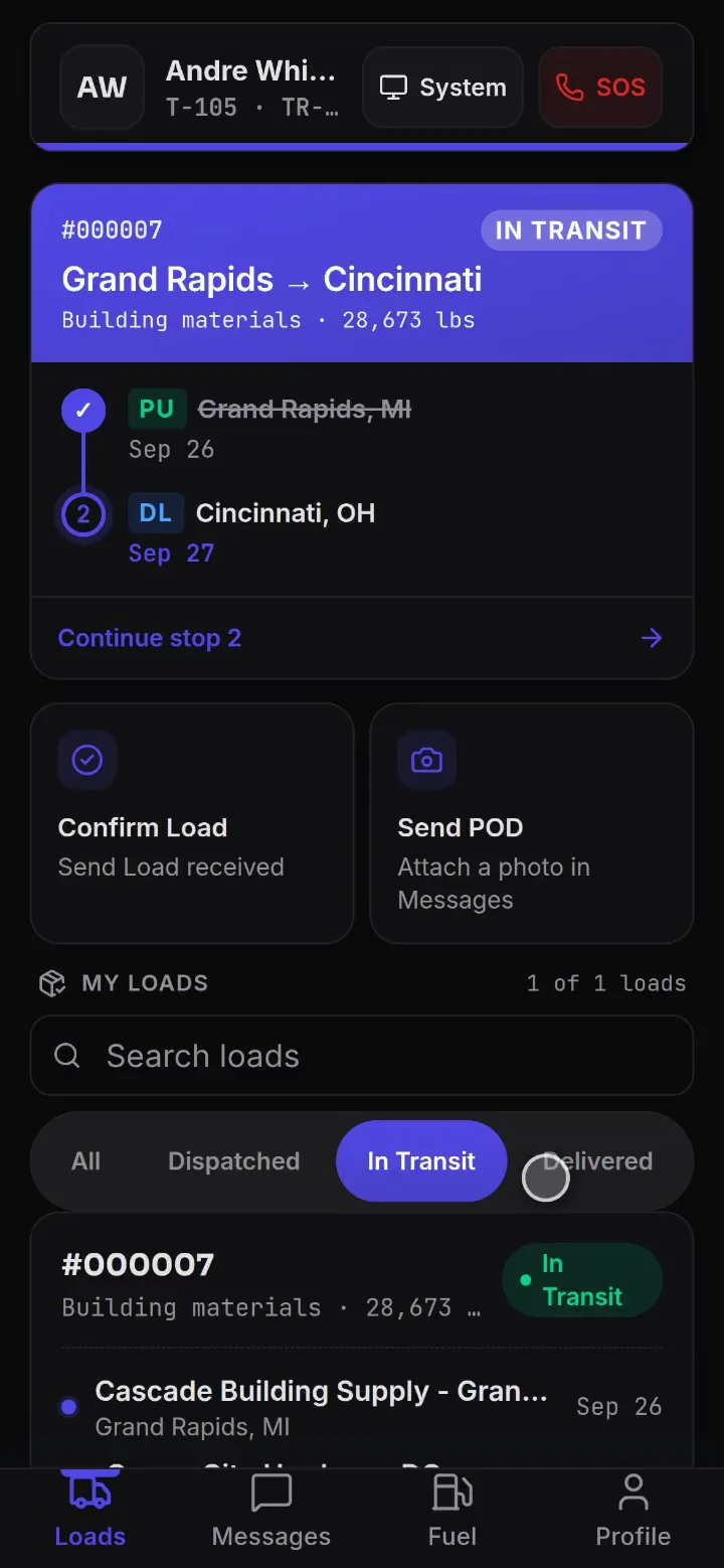 Driver app