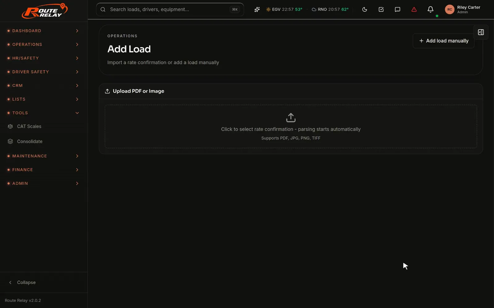 Rate confirmation import